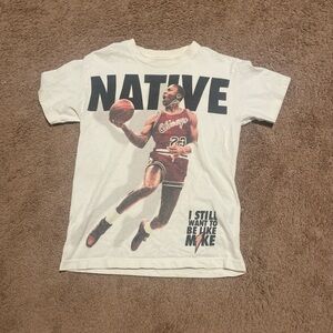 Native White T-Shirt with Basketball Graphic